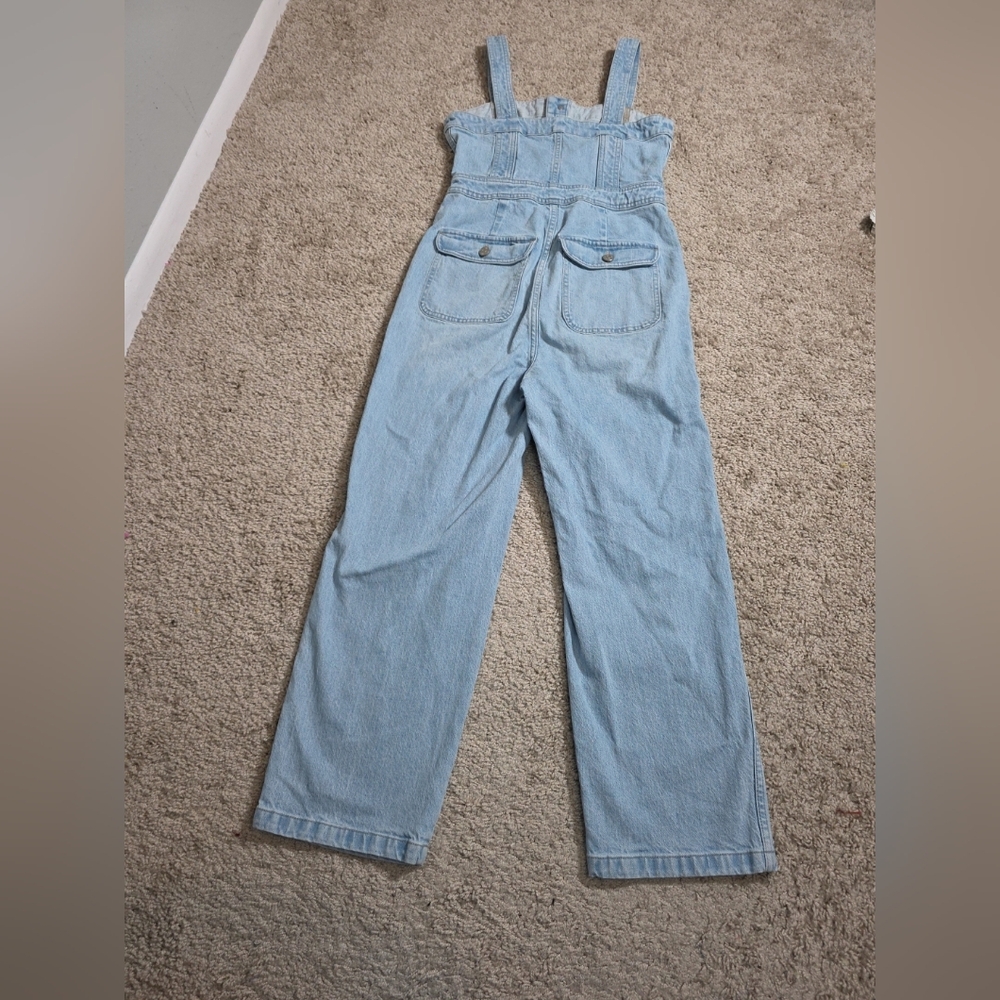 Madewell Denim Stitched Strap Jumpsuit Size 0 Light Wash - Picture 5 of 12